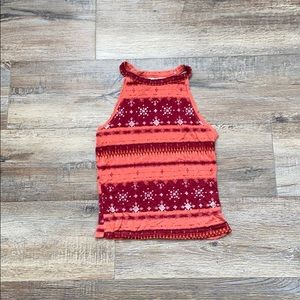 anorange red haltered pattern crop top